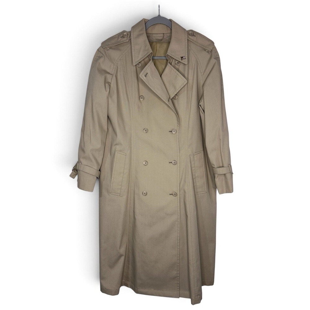 Vintage London Fog Women's 12P Beige Belted Trench Coat Zip-Out Liner